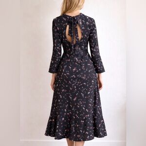 Banana Republic Black Floral Print Keyhole Back Dress